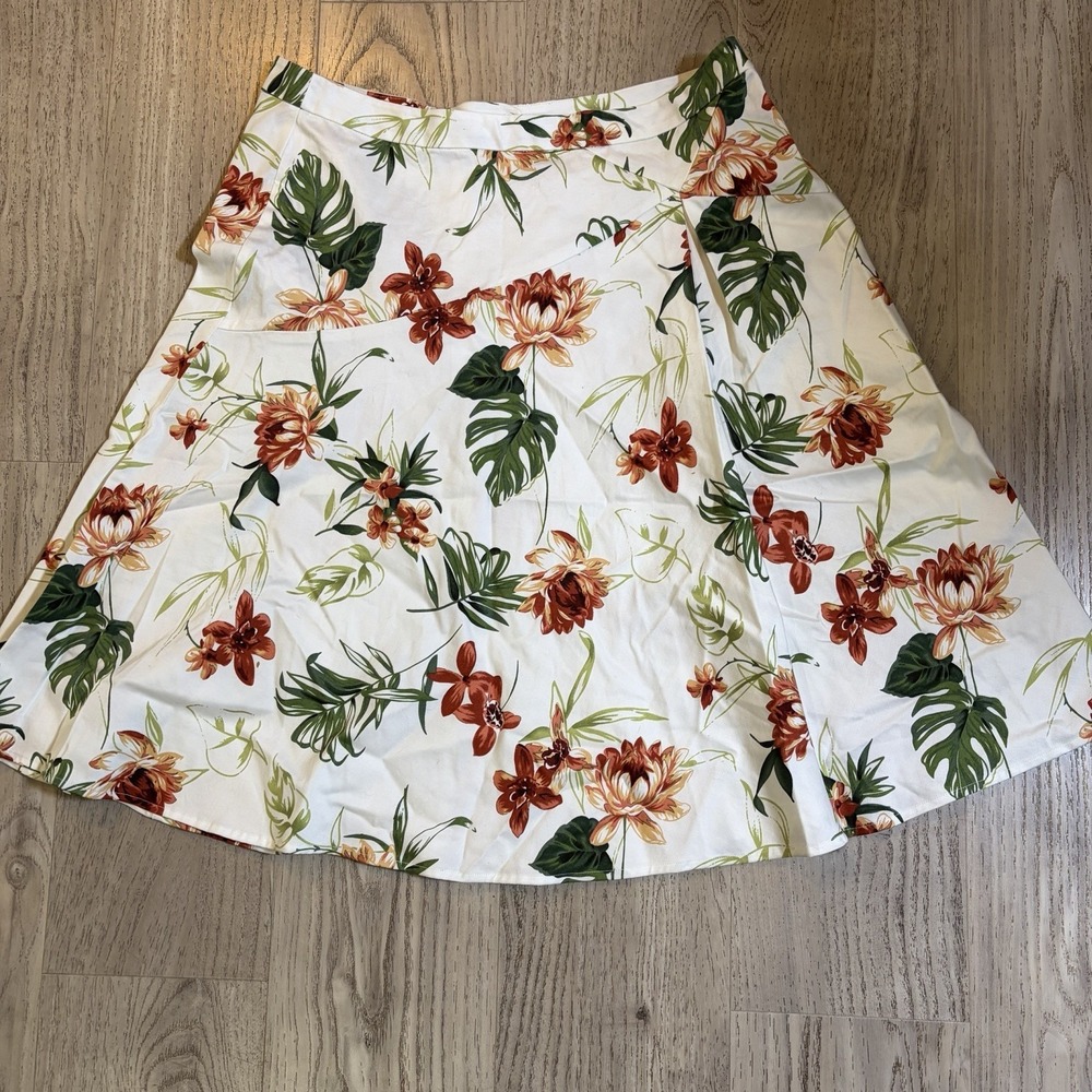 Sunny Leigh Gored‎ Flare Skirt SZ 14 Cotton Hook and Zipper Waistband Pleated